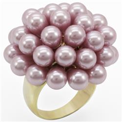 Picture of Alamode 1W051-9 Gold Brass Ring with Synthetic Pearl, Light Amethyst - Size 9