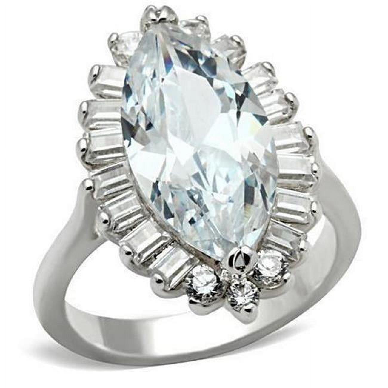 Silver 925 Sterling Silver Ring with AAA Grade CZ, Clear - Size 10