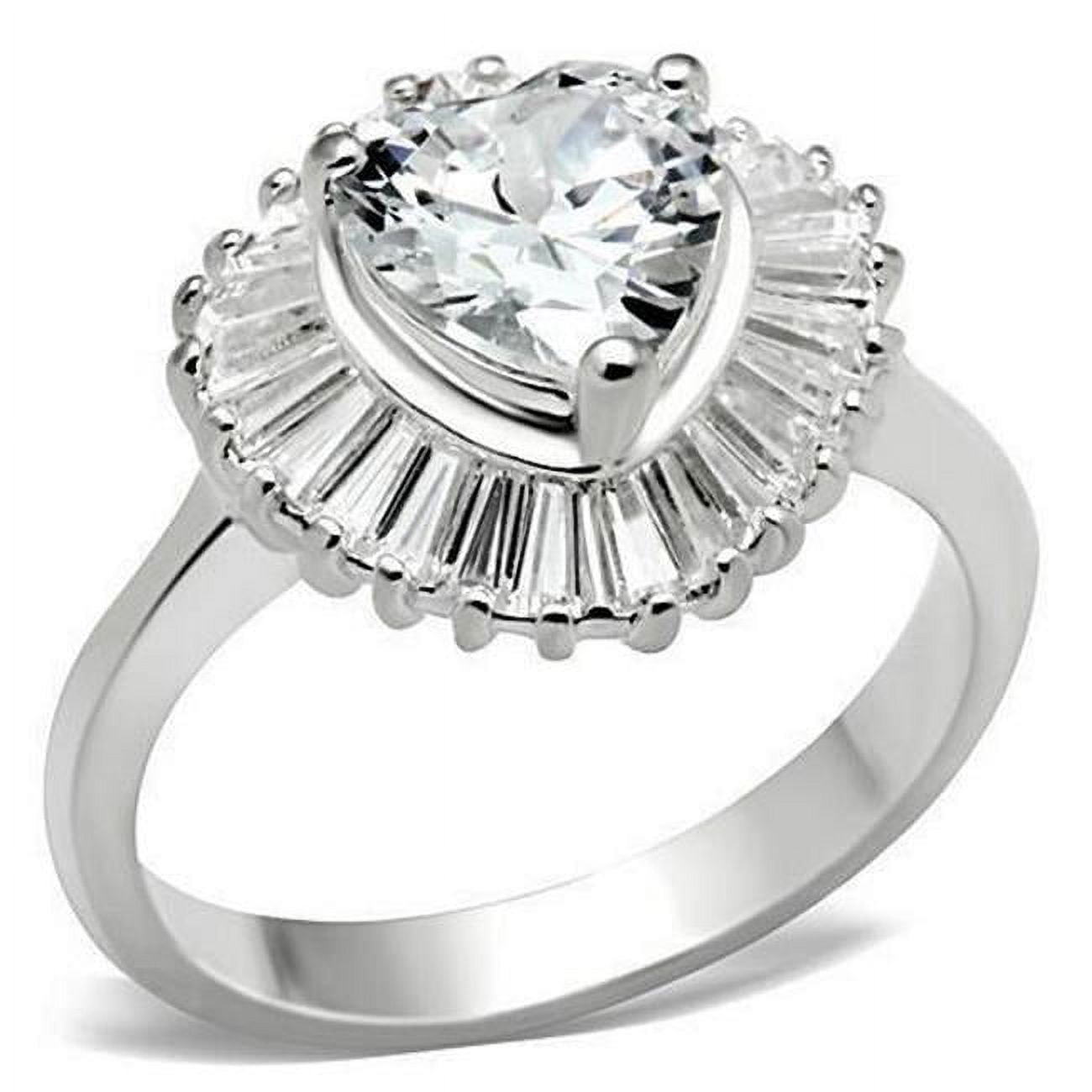 SS041-7 Silver 925 Sterling Silver Ring with AAA Grade CZ, Clear - Size 7