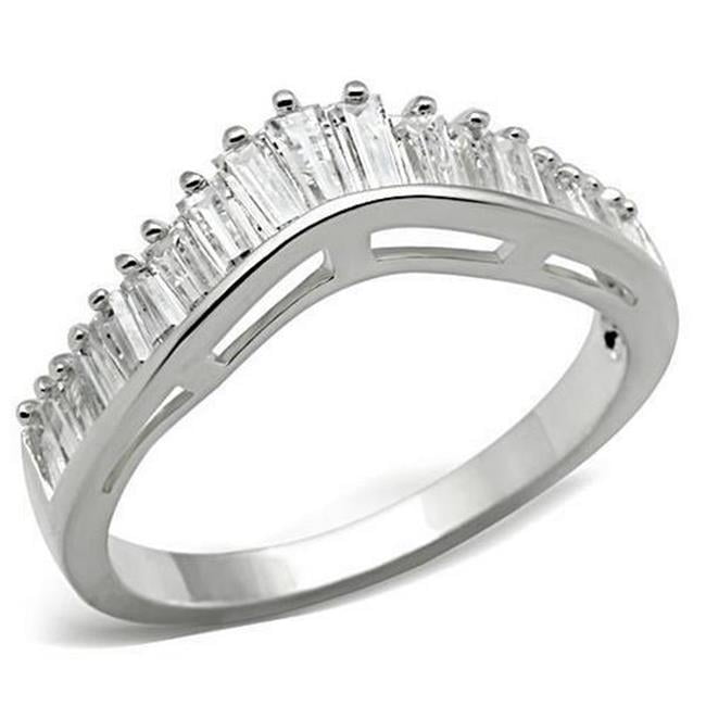 Picture of Alamode SS044-5 Silver 925 Sterling Silver Ring with AAA Grade CZ, Clear - Size 5