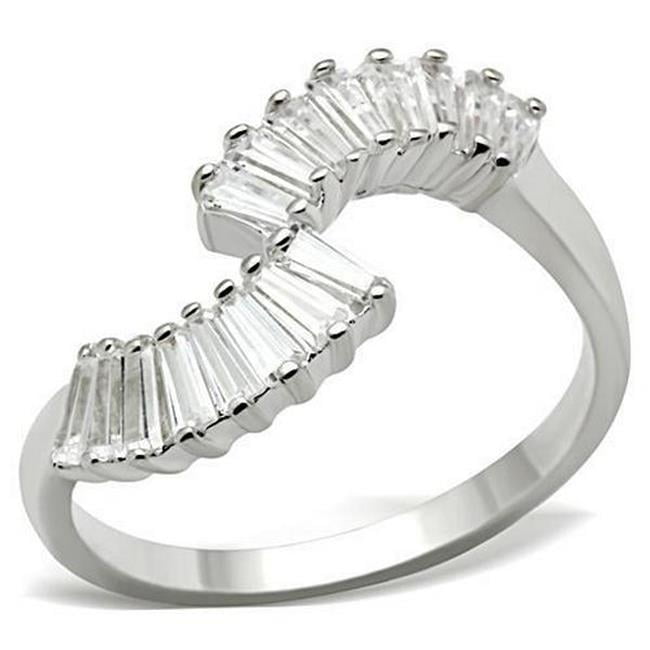 SS047-6 Silver 925 Sterling Silver Ring with AAA Grade CZ, Clear - Size 6