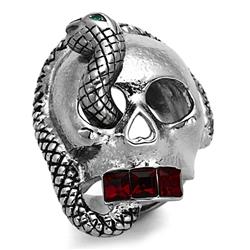 High Polished No Plating Stainless Steel Ring with Top Grade Crystal, Multi Color - Size 11