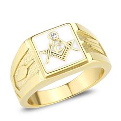 TK1159W-10 IP Gold Ion Plating Stainless Steel Ring with Top Grade Crystal, Clear - Size 10