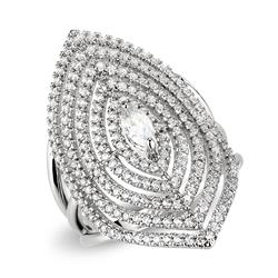 Rhodium Brass Ring with AAA Grade CZ, Clear - Size 9