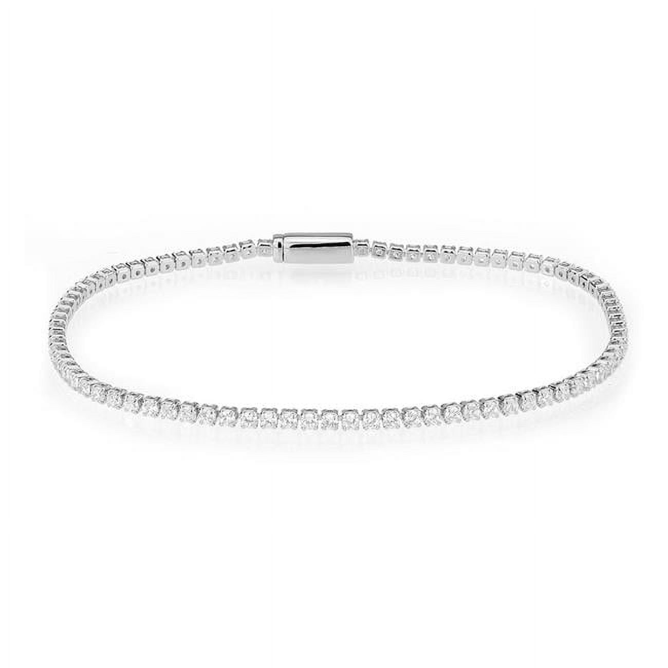 Picture of Alamode 3W1682-7 7 in. Rhodium Brass Bracelet with AAA Grade CZ&#44; Clear