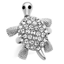 Picture of Alamode 3W178-9 Rhodium Brass Ring with Top Grade Crystal&#44; Jet - Size 9