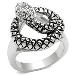 Picture of Alamode 3W183-10 Rhodium Brass Ring with Top Grade Crystal, Clear - Size 10
