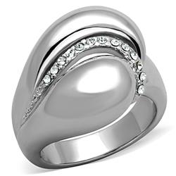 Picture of Alamode 3W586-7 Rhodium Brass Ring with Top Grade Crystal, Clear - Size 7