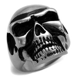 Antique Silver Stainless Steel Ring with Epoxy, Jet - Size 9