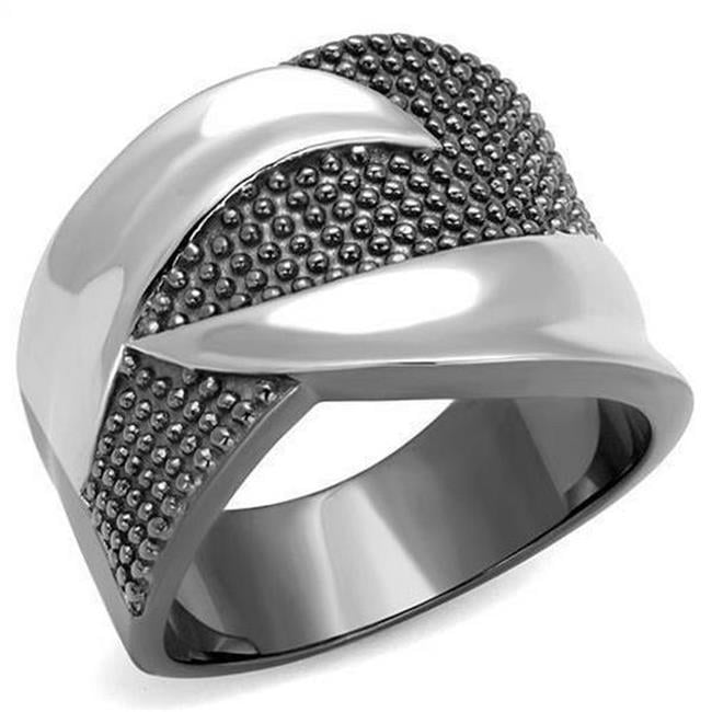 Two Tone IP Light Black IP Gun Stainless Steel Ring with No Stone, Size 12