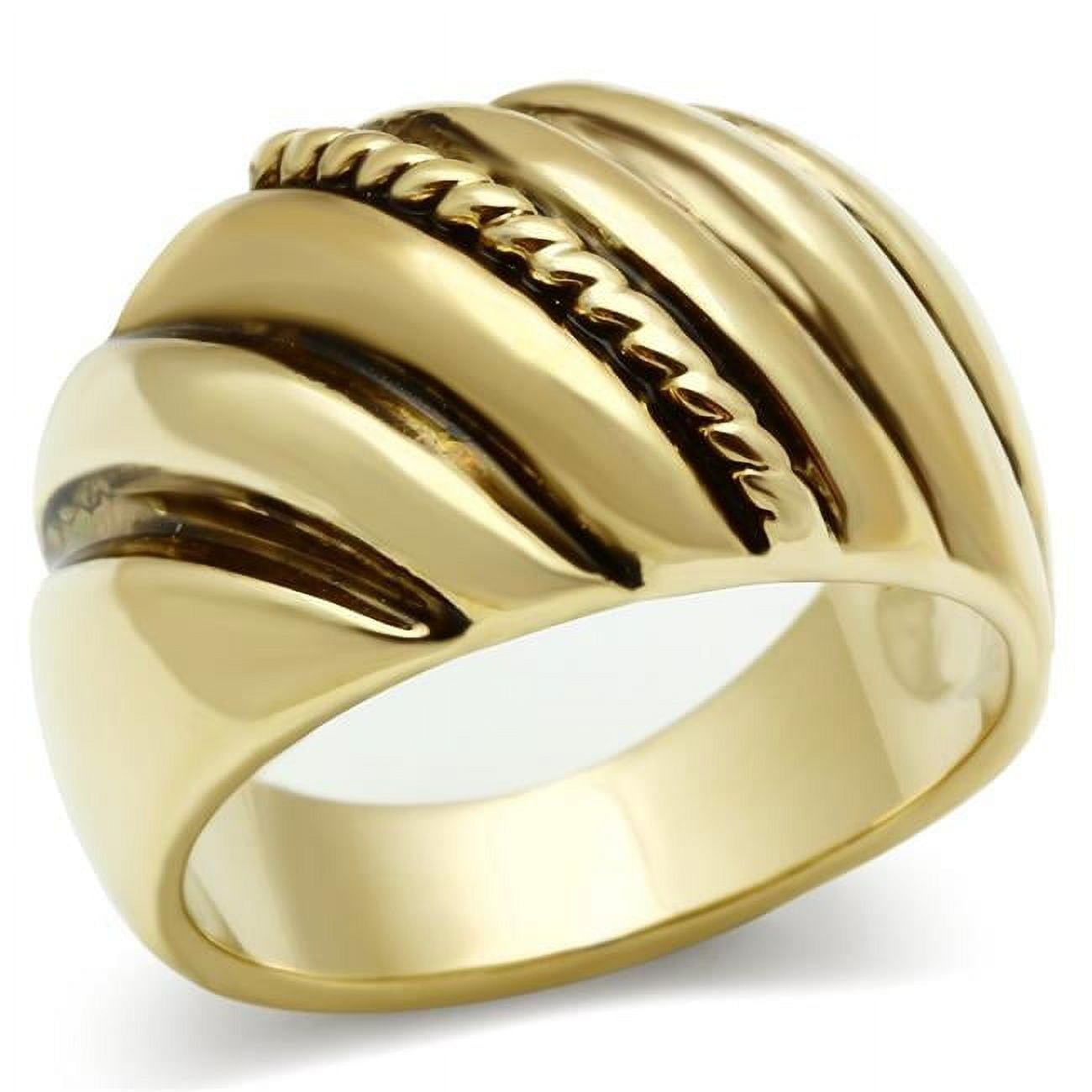 GL289-6 IP Gold Ion Plating Brass Ring with Epoxy, Jet - Size 6