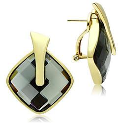 Picture of Alamode GL342 IP Gold Ion Plating Brass Earrings with Synthetic Glass&#44; Black Diamond