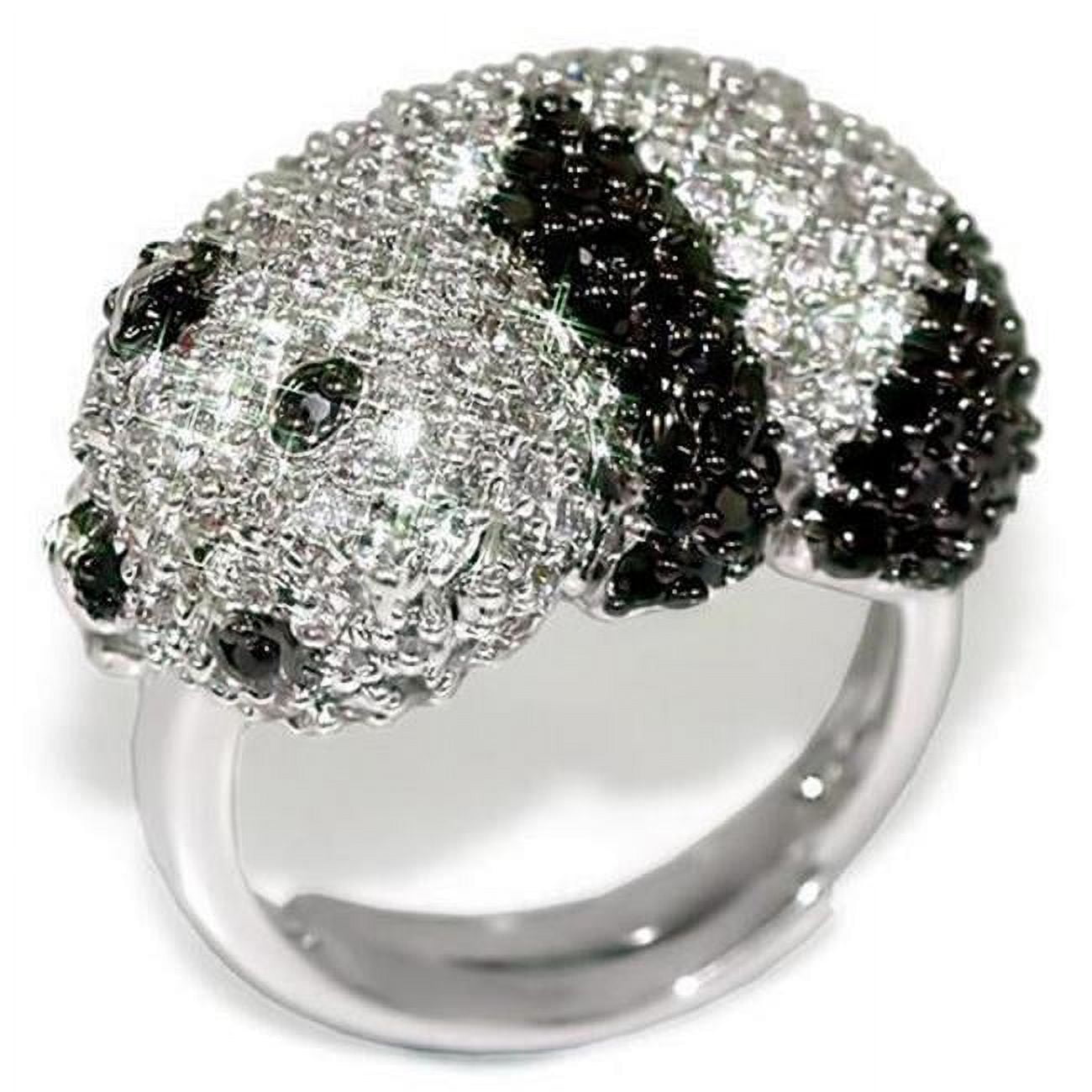 Rhodium & Ruthenium Brass Ring with AAA Grade CZ, Black Diamond - Size 6