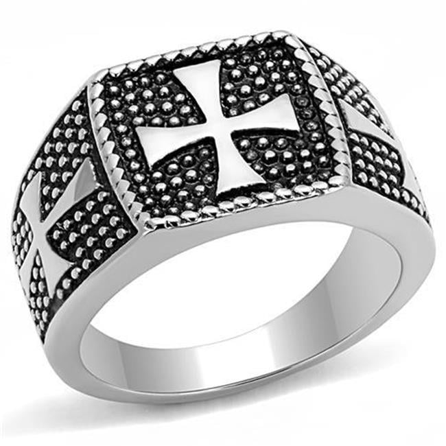 Men High Polished Stainless Steel Ring with Epoxy in Jet - Size 11