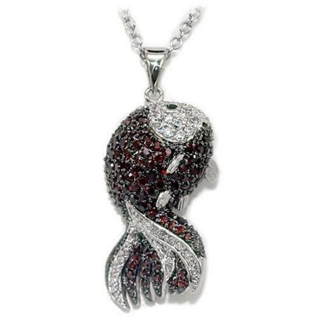 Picture of Alamode LO1564-16 16 in. Rhodium & Ruthenium Brass Chain Pendant with AAA Grade CZ&#44; Multi Color
