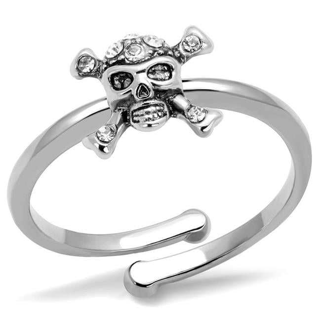 Rhodium Brass Ring with Top Grade Crystal, Clear - Size 8
