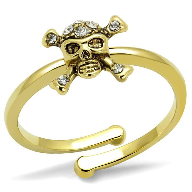 Flash Gold Brass Ring with Top Grade Crystal, Clear - Size 8