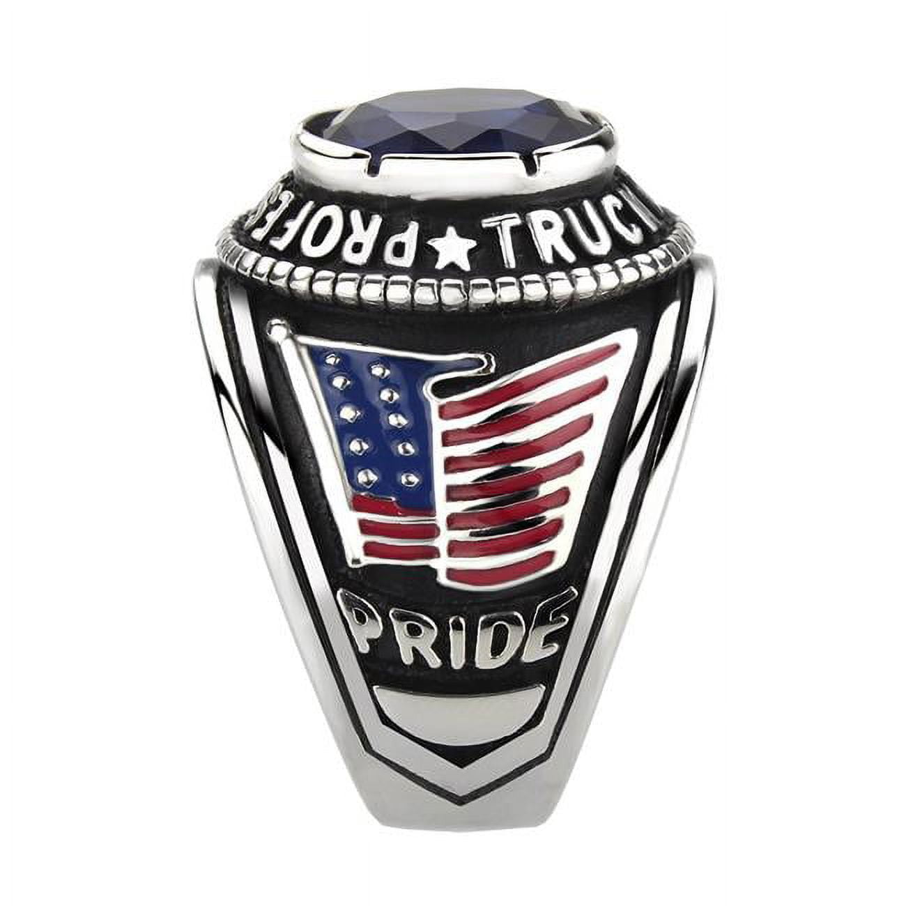 Picture of Alamode TK30320-12 Trucker Ring with Synthetic Stone&#44; Montana Blue - Size 12