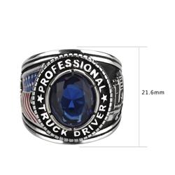 Picture of Alamode TK30320-9 Trucker Ring with Synthetic Stone&#44; Montana Blue - Size 9