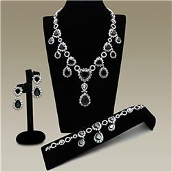 Picture of Alamode LO2325 Rhodium Brass Jewelry Sets with AAA Grade CZ, Jet