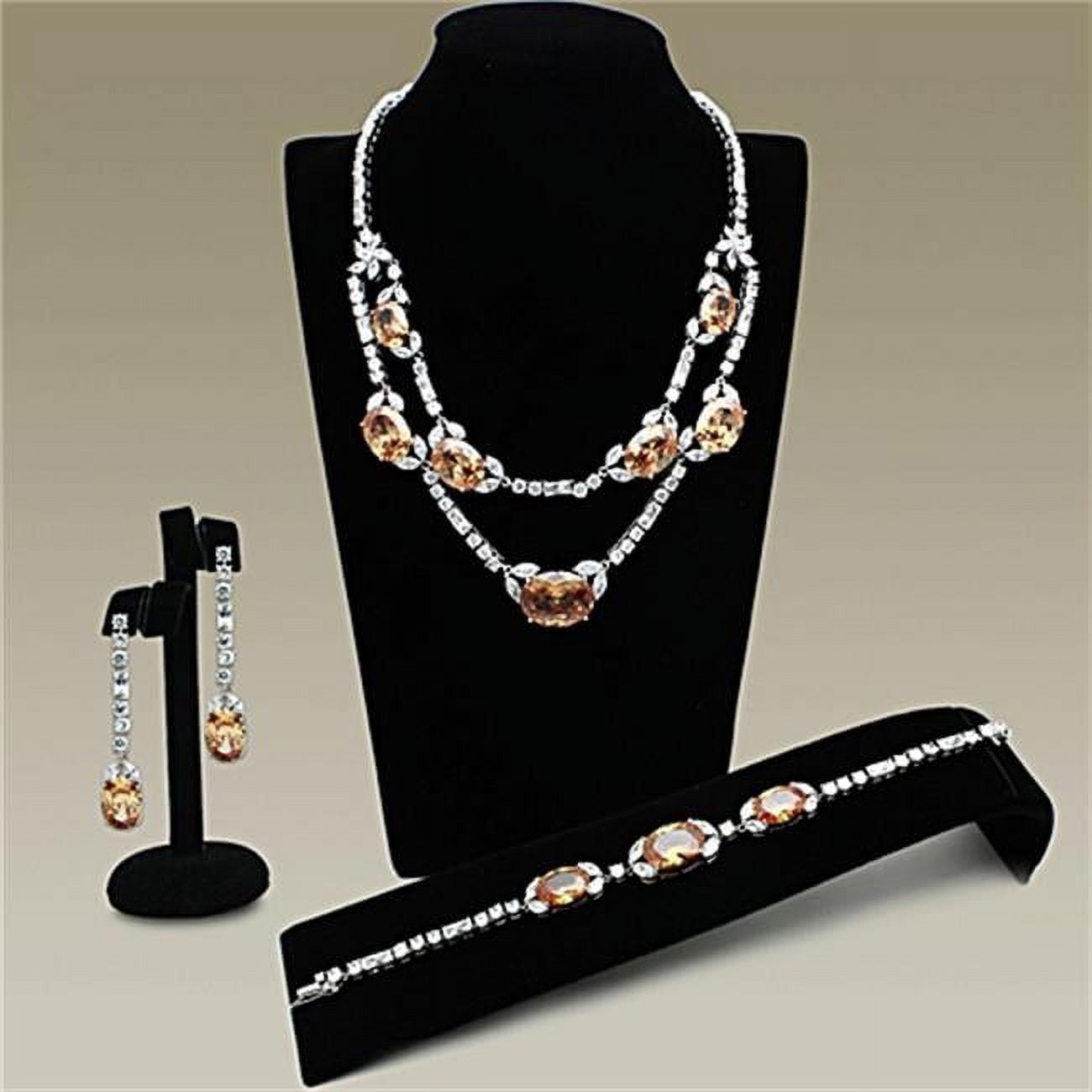 Picture of Alamode LO2326 Rhodium Brass Jewelry Sets with AAA Grade CZ, Champagne