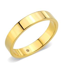 IP Gold Stainless Steel Ring with Top Grade Crystal, Clear - Size 7