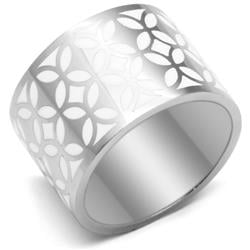 High Polished No Plating Stainless Steel Ring with Epoxy, White - Size 5