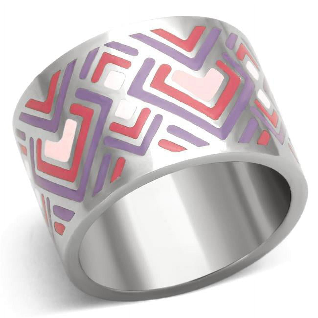 High Polished No Plating Stainless Steel Ring with Epoxy, Multi Color - Size 7