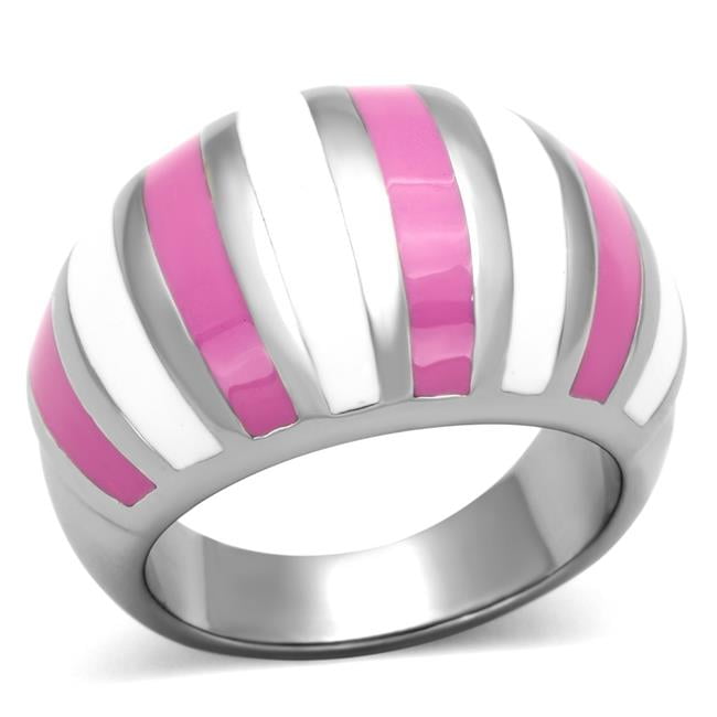 High Polished No Plating Stainless Steel Ring with Epoxy, Multi Color - Size 8