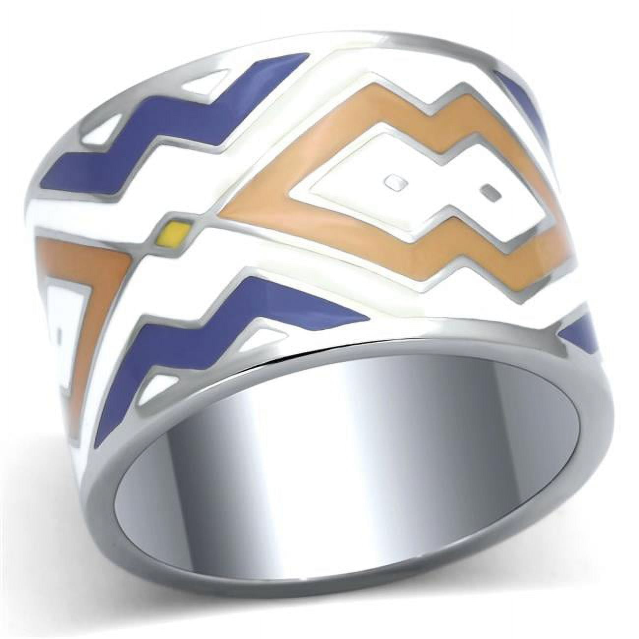 High Polished No Plating Stainless Steel Ring with Epoxy, Multi Color - Size 8