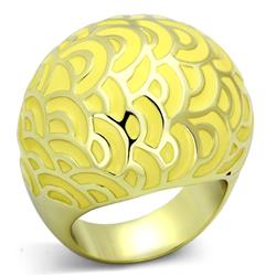 TK873-8 IP Gold Ion Plating Stainless Steel Ring with Epoxy, Topaz - Size 8
