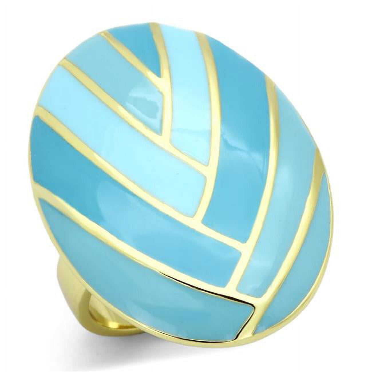 IP Gold Ion Plating Stainless Steel Ring with Epoxy, Multi Color - Size 6