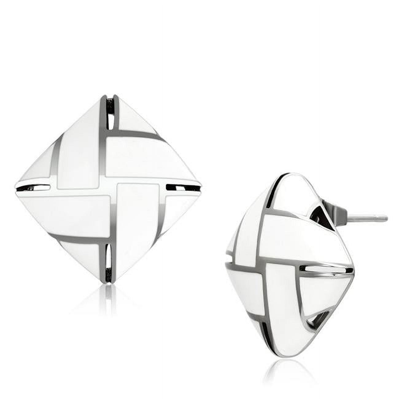 Picture of Alamode TK896 High Polished No Plating Stainless Steel Earrings with Epoxy&#44; White