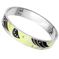 Picture of Alamode TK780-7.5 7.5 in. High Polished No Plating Stainless Steel Bangle with Top Grade Crystal, Clear