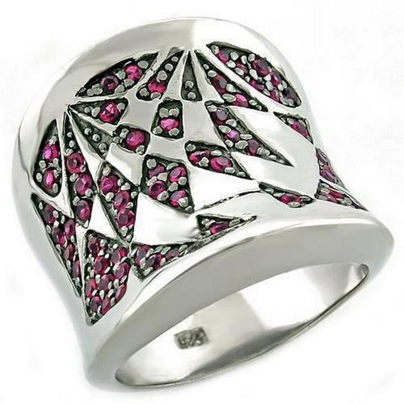 Picture of Alamode LOAS1009-8 Rhodium 925 Sterling Silver Ring with AAA Grade CZ&#44; Ruby - Size 8