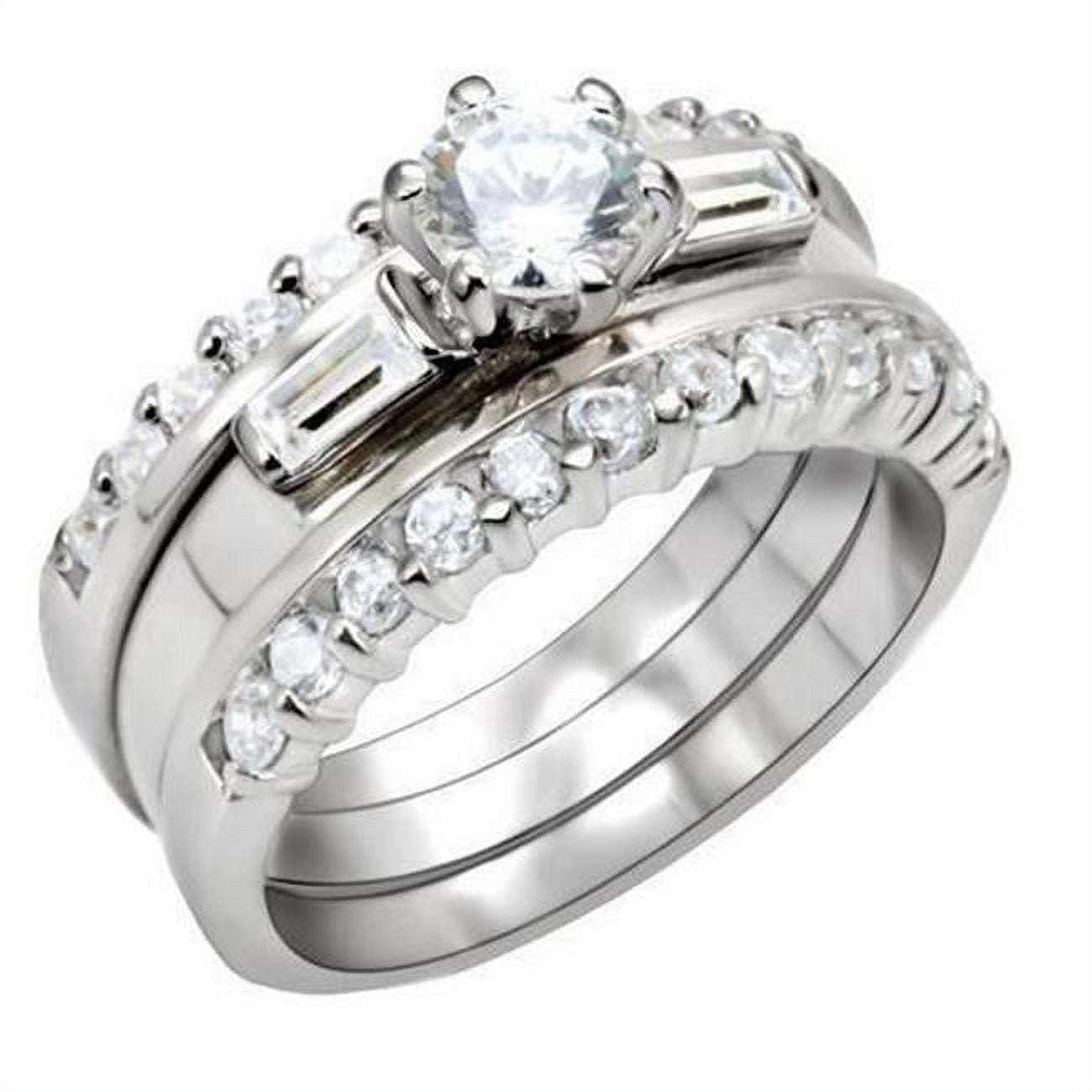 Picture of Alamode LOAS1040-5 High-Polished 925 Sterling Silver Ring with AAA Grade CZ&#44; Clear - Size 5