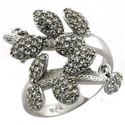 Picture of Alamode LOAS1053-8 Rhodium 925 Sterling Silver Ring with Top Grade Crystal&#44; Clear - Size 8