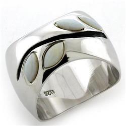 Picture of Alamode LOAS1080-9 Rhodium 925 Sterling Silver Ring with Semi-Precious Opal&#44; White - Size 9