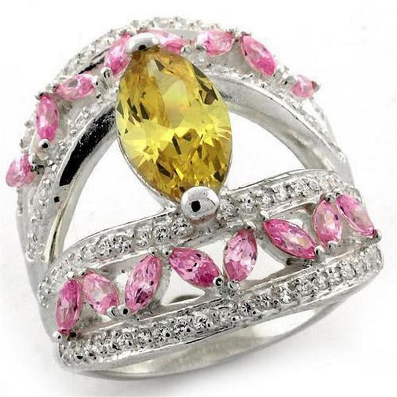Picture of Alamode LOAS1101-8 High-Polished 925 Sterling Silver Ring with AAA Grade CZ&#44; Citrine Yellow - Size 8