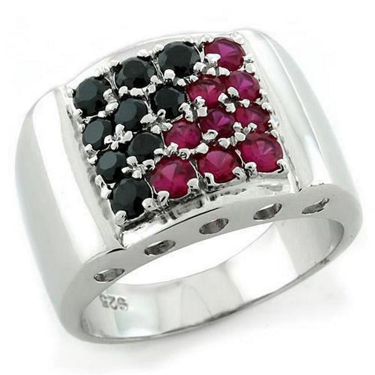 Picture of Alamode LOAS1103-8 Rhodium 925 Sterling Silver Ring with AAA Grade CZ&#44; Multi Color - Size 8