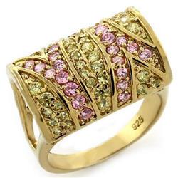 Picture of Alamode LOAS1139-6 Gold 925 Sterling Silver Ring with AAA Grade CZ&#44; Multi Color - Size 6