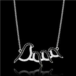Picture of Alamode TS564-16 16 in. Rhodium & Ruthenium 925 Sterling Silver Chain Pendant with AAA Grade CZ&#44; Clear