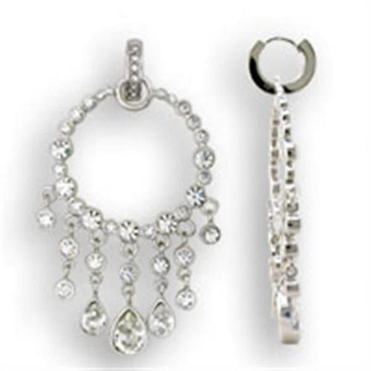 Picture of Alamode S37108 Rhodium 925 Sterling Silver Earrings with Top Grade Crystal, Clear