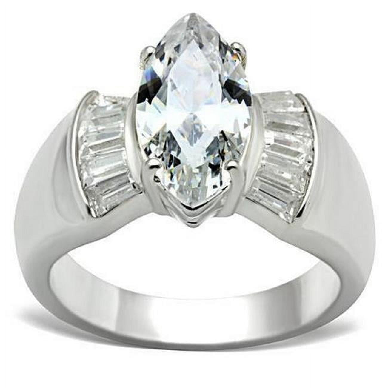 SS028-6 Silver 925 Sterling Silver Ring with AAA Grade CZ, Clear - Size 6