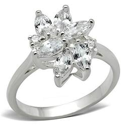 Picture of Alamode SS055-5 Silver 925 Sterling Silver Ring with AAA Grade CZ&#44; Clear - Size 5