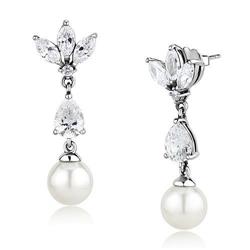 Picture of Alamode TK3159 Women Rhodium Stainless Steel Earrings with Synthetic in White