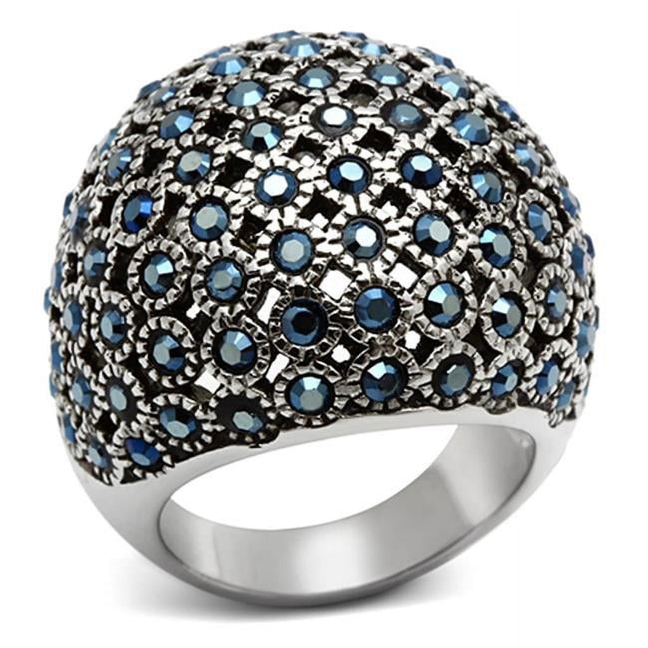 TK1143-5 High Polished No Plating Stainless Steel Ring with Top Grade Crystal, Aquamarine AB - Size 5