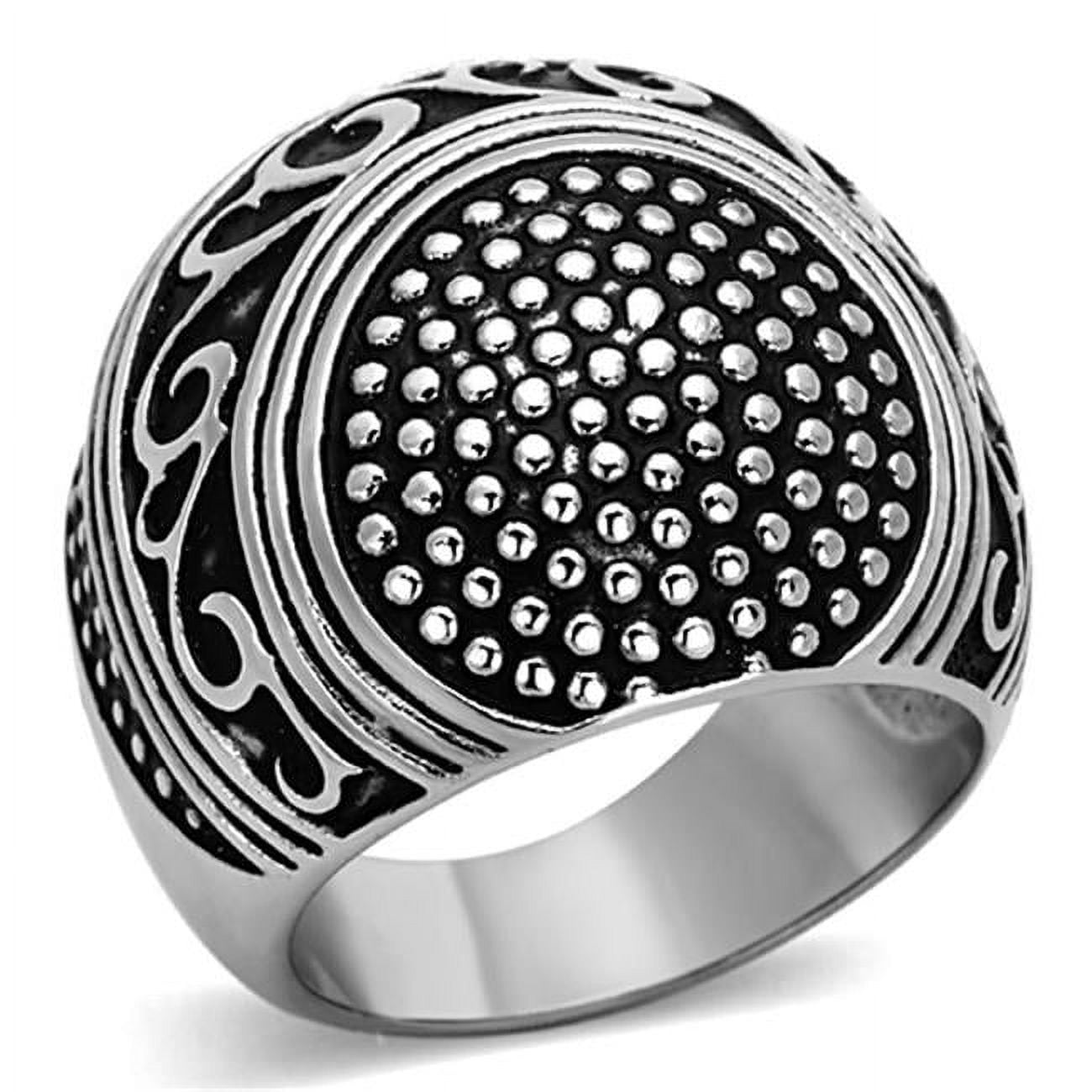 High Polished No Plating Stainless Steel Ring with Epoxy, Jet - Size 5