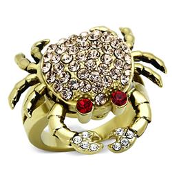 Picture of Alamode TK1290-10 IP Gold Ion Plating Stainless Steel Ring with Top Grade Crystal&#44; Multi Color - Size 10