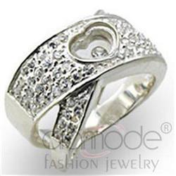 Picture of Alamode 34114-9 High-Polished 925 Sterling Silver Ring with Top Grade Crystal&#44; Clear - Size 9